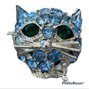 Cat Pin with Rhinestones